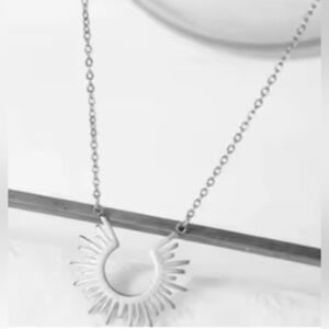 Silver Sunburst Pendant Necklace